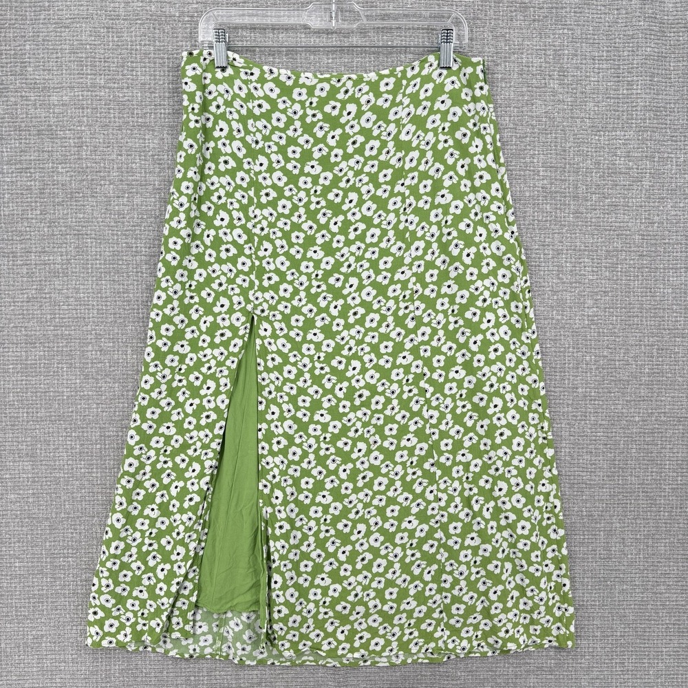 Maeve Skirt Women 12 Green Tulip Midi Floral Chiffon‎ Y2K Fairy Cottage Twee